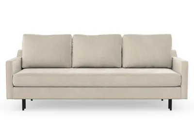 Produktbild von Abbe 3-Sitzer-Sofa mit Schlaffunktion, Massivholzkonstruktion, skandinavischer Stil, hohe Metallbeine, schwarz, Cord-Stoff Scala Nata Alabaster