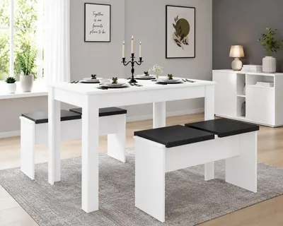 Produktbild von VCM Essgruppe | Küchentisch Set |Tischgruppe | Maße Tisch ca. H. 75 x B. 110 x T. 70 cm | Mit zwei Sitzbänke | Esstisch Set - Esal XL