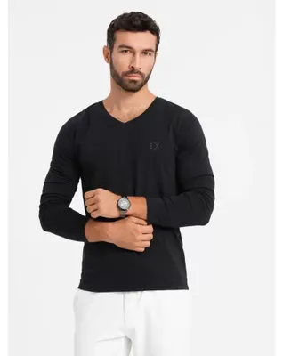 Obrázok produktu pre Ombre Clothing Pánske tričko s dlhým rukávom Gjelosh čierna M