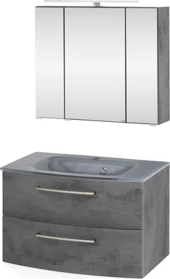 Produktbild von Waschtisch-Set Waschbecken Waschbeckenunterschrank "Stockholm I" Oxid Stone
