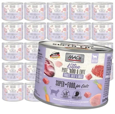 Produktbild von MAC's Kitten Nassfutter für Kätzchen, Truthahn, Rind, Ente, 24 x 200 g