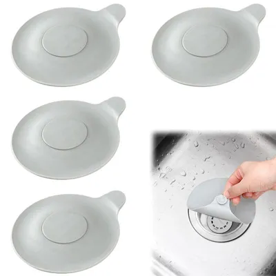 Produktbild von Abflussstöpsel - 4 Stück Universal Silikon - Für Küche Bad Dusche Waschbecken und Badewanne - Grau