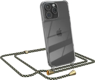 Produktbild von EAZY CASE Handykette kompatibel mit Apple iPhone 15 Pro Max, Handyhülle mit Umhängeband, Handykordel, Schutzhülle Clear, Band in Grün