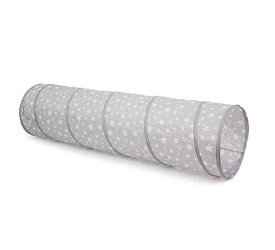 A gray tunnel with white stars, on a white background.
