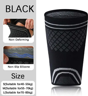 Produktbild von INF Nylon Oberschenkel Kompressionsmanschetten für Sport und Schutz (1 Paar) Schwarz M