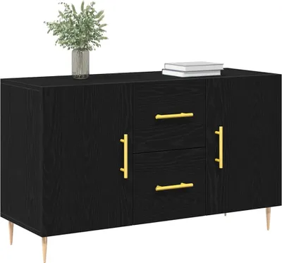 Image de vidaXL Sideboard noir imitation chêne 100 x 36 x 60 cm Bois composite