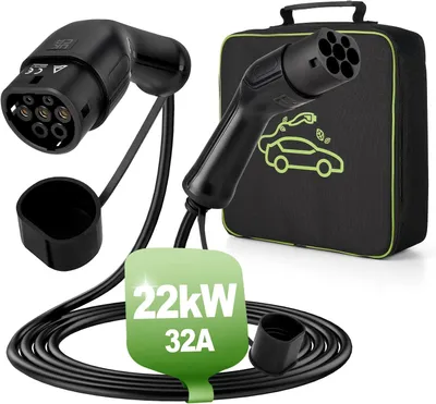 Produktbild von Schnelles Ladekabel für Elektroautos, Typ 2 auf Typ 2 - 5 Meter - 3-phasig - 22 kW - 32 A