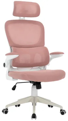 Produktbild von Flexibler Bürostuhl in moderner Mesh-Optik ergonomischer Schreibtischstuhl mit Nacken- und Lordosenstütze Gamingstuhl mit atmungsaktiver Netzrückenlehne und Wippfunktion ,Farbe:Weiß/Rosa