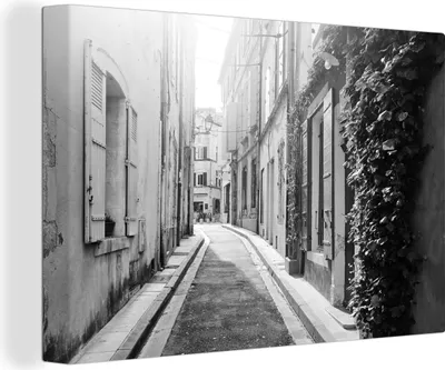 Obrázek produktu pro OneMillionCanvasses® - Obrazy na plátně - 140x90 cm, Francie - Černá - Bílá - Ulička, Nástěnné umění Vytisknout Nástěnná dekorace