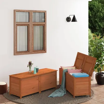 Immagine prodotto di The Living Store Scatola per cuscini da esterno Marrone 150x50x56 cm Legno massiccio di abete