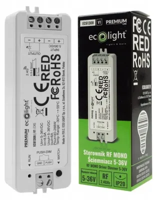 Produktbild von Dimmer für LED-Streifen, Monochromatisch, Funksteuerung, 8A, 5-36V, 288W