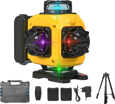 Obrázek produktu pro Laserový nivelační přístroj, 16 čar, 360° otočná základna, 2 baterie