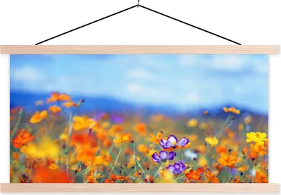 Produktbild von MuchoWow® Textilposter Kosmos - Farben - Frühling 120x60 cm mit holzfarbenen Rahmen - Klemmleiste