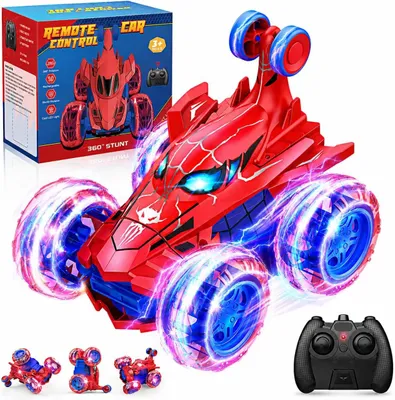 Produktbild von Spider RC Auto Ferngesteuert Stunt 360° Flip 4WD LED Licht Wiederaufladbar 2.4GHz All-Terrain Monstertruck für Kinder 4-12 Outdoor Geburtstag Geschenk