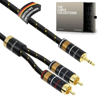 Productafbeelding van 3,5 mm jack naar 2x RCA audiokabel, 10 meter, metalen behuizing