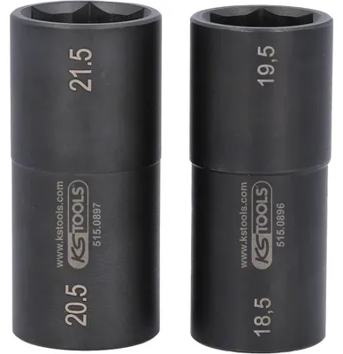 Productafbeelding van Speciale 1/2" krachtdoppenset voor aluminiumvelgen, 18,5 / 19,5 / 20,5 / 21,5 mm, 2-dlg