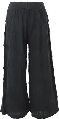 Produktbild von Bequeme Palazzohose, Sommerhose, Musselinhose - Schwarz, Damen, Baumwolle, Hosen