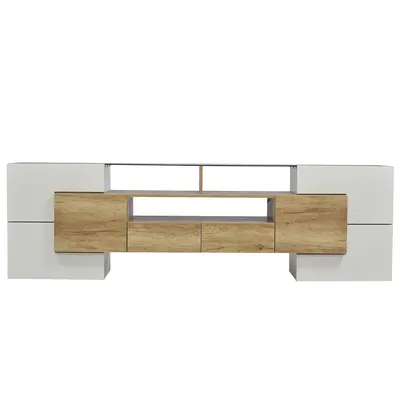 Produktbild von TV-Schrank mit LED-Beleuchtung und Glasoberfläche TV-Tisch TV-Ständer Wohnzimmermöbel 200 L x 35 B x 60 H(cm)