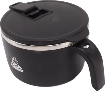 Obrázok produktu pre Nerezová miska na instantné rezance 900ml Miska na rezance s vekom pre študentskú ubytovňu Kancelársky pracovník čierna