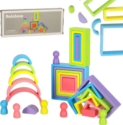 Obrázek produktu pro Creative Corner Duhové montessori vzdělávací dřevěné bloky