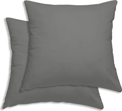 Produktbild von 2er Set Kissenbezug Kissenhülle Kopfkissenbezug Hüllen Uni Renforce Baumwolle, Farbe:grau, Größe:40x40 cm