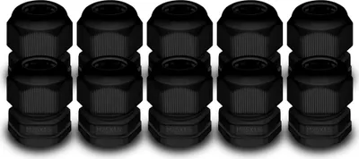 Produktbild von 10x ARLI Kabelverschraubungen IP68 Schwarz M25 x 1,5 mm mit metrischem Anschlussgewinde und Gegenmutter