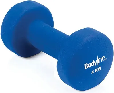 Immagine prodotto di Manubrio in ghisa Bodyline con rivestimento in neoprene, 4 kg, resistente agli urti e antiscivolo, singolo, per palestra e home gym
