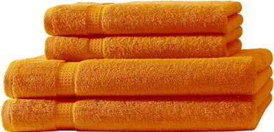 Produktbild von 4er Set Frottee 2x Handtücher 2x Duschtücher Elegance 100% Baumwolle 500 gsm 50x100 cm 70x140 cm orange