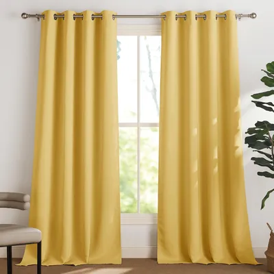 Obrázok produktu pre Zatemňovacie závesy 140x245 cm - Nepriehľadné - 2 kusy - Slnečne žlté - Pre obývačku/spálňu