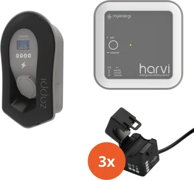 Obrázek produktu pro Myenergi Zappi V2.1 - 22 kW včetně Harvi + 3x CT svorky - Typ 2 - Zásuvka - Nabíjecí stanice-ZAPPI-2H22UB-T+HARVI-65A3P+3xCT100-16-05