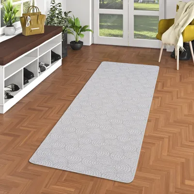 Produktbild von Läufer Feinschlinge Designer Teppich Circle Grau, Größe:80x160 cm