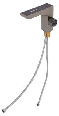 Zdjęcie produktu dla Bateria umywalkowa, przyłącze, wskaźnik temperatury LED, nowoczesny design, szara, G1/2