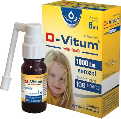 Zdjęcie produktu dla D-Vitum witamina D 1000 j.m., aerozol, 6 ml
