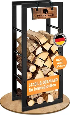 Produktbild von BLACK OAK Kaminholzregal JACK 100×40×25 cm – Metall Holzregal innen & außen 250 kg