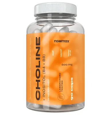 Produktbild von nowmax® Cholin + Inositol 300 mg, 90 Kapseln, Nahrungsergänzungsmittel