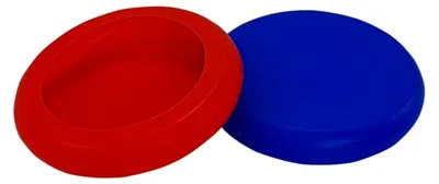Produktbild von Silikon Dosendeckel rot und blau; 2 Stück, Ø 9 cm