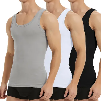 Produktbild von Falechay Unterhemd Herren Tank Top 3er Pack Unterhemde Schwarz Weiß Grau XL – 3*schwarz-weiß-grau