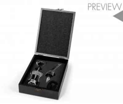 Immagine prodotto di H&H Cofanetto 4 Pezzi Sommelier Con Gadget In Legno Nero