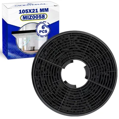 Aktivkohlefilter 6er-Pack 105x21 mm MIZ0058 für Dunstabzugshaube
