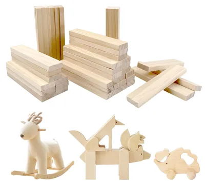 40 Holzschnitzblöcke, Kiefernholz, 11 x 2,2 x 0,8 cm