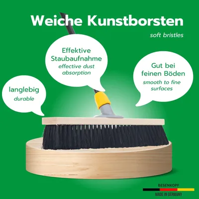 Productafbeelding van Novaliv 2x zaagschep van 40 cm met steel, borstels van een mengsel van haren, fijn. Ideaal als werkplaatschep met steel, geschikt voor hallen, industrie, huis, kamers, terrassen. Zachte schep