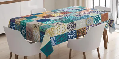 Obrázek produktu pro ABAKUHAUS marocký ubrus, patchworkový vzor s tuniskými motivy, abstraktní geometrické přírodní vzory, 140 x 240 cm, vícebarevný