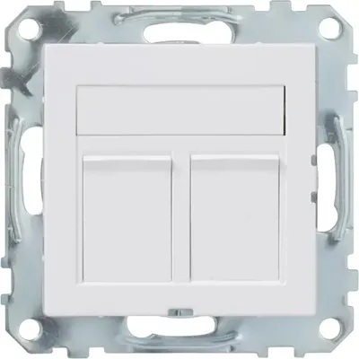 Produktbild von Elso Datendose 2xRJ45 8/8 KAT.6A Geschirmt mit Zentralplatte Exxact weiss WDE002439