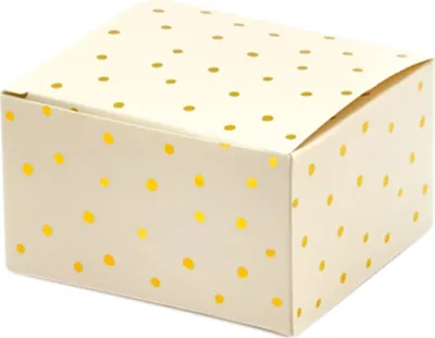 Produktbild von 10 kleine, pfirsichfarbene, gepunktete Geschenkboxen aus Papier