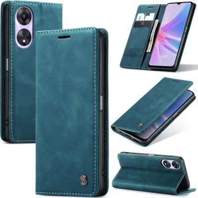 Image de Oppo A78 Case, RetroPolyuréthaneLeather Case with Stand Function for Oppo A78 Blue