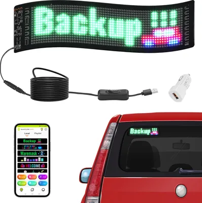 Produktbild von VEVOR Programmierbares LED-Schild, P5 Vollfarb-LED-Scrolling-Panel, DIY-Anzeigetafel, Bluetooth-App-Steuerung, Text, Muster, GIFs Nachrichten-Ladenschild 38 x 10 cm