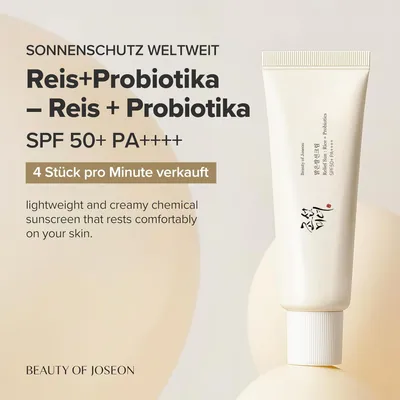 Produktbild von Beauty of Joseon Relief Sun Rice + Probiotics SPF 50+ Doppelpack 2×50 ml – leichte Sonnencreme mit hohem UVA/UVB-Schutz, Rice & Probiotics Pflege