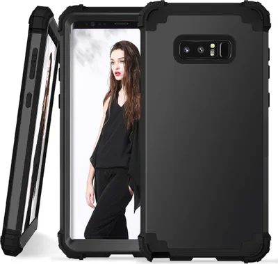 Produktbild von Galaxy Note 8 Hülle, LaimTop Heavy Duty 3 in 1 Hybrid Hart PC Flexibel TPU Silikon Stossfest Kratzfest Tasche Schutzhülle für Samsung Galaxy Note 8 Schwarz