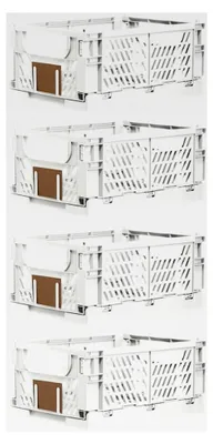 Produktbild von Faltbare Klappbox S 4er Set stabiler Einkaufskorb stapelbarer Transportkorb Aufbewahrungskiste - Weiß