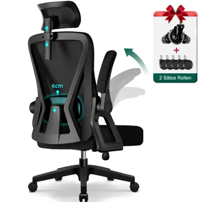 Image de Aiibot Chaise de bureau ergonomique, soutien lombaire chaise de bureau,avec appui-tête 3D, grands accoudoirs chaise de bureau,chaise pivotante,fauteuil de direction，Charge maximale 150kg